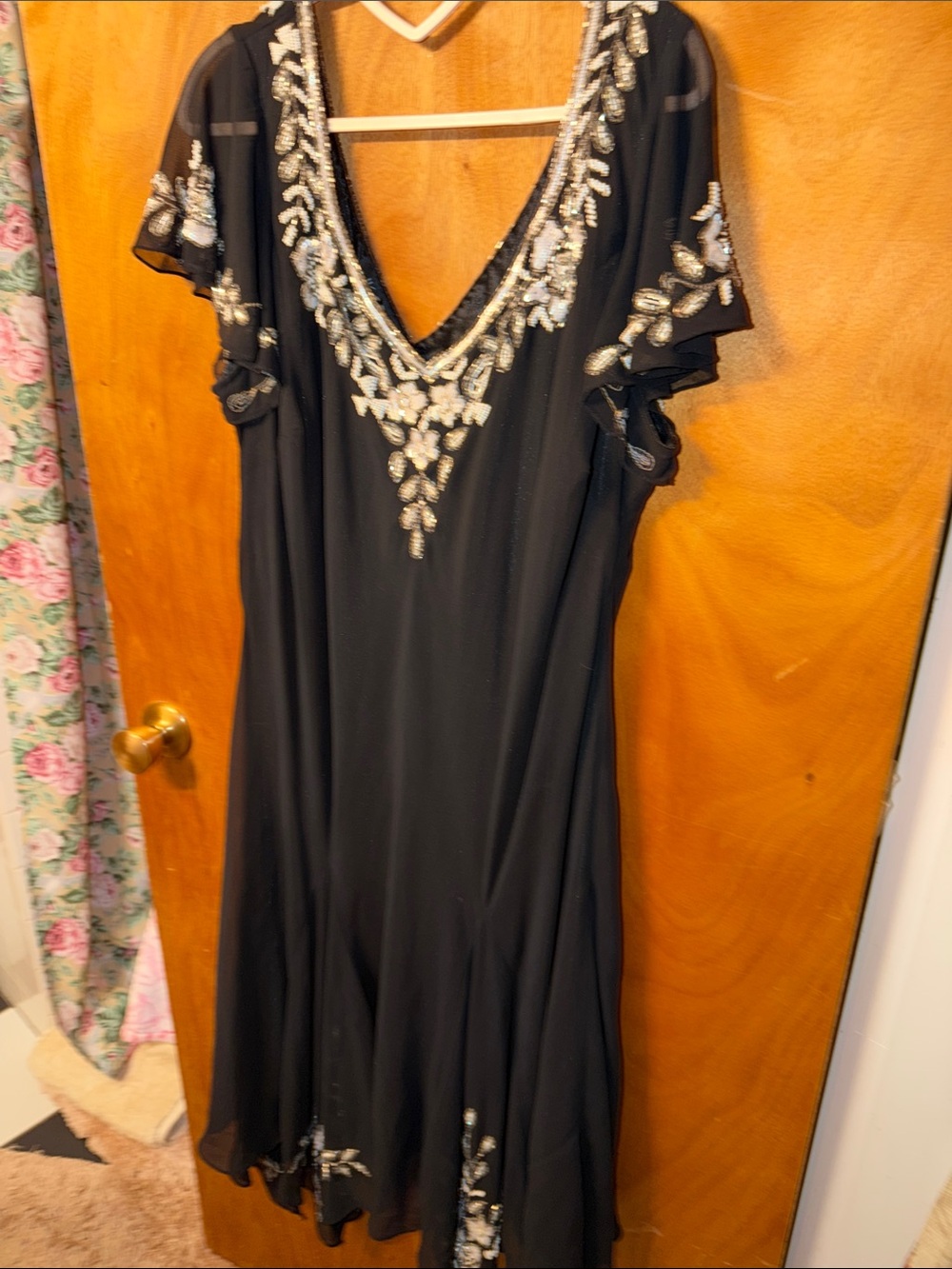 Vintage y2k  Embellished V-Neck Evening Dress